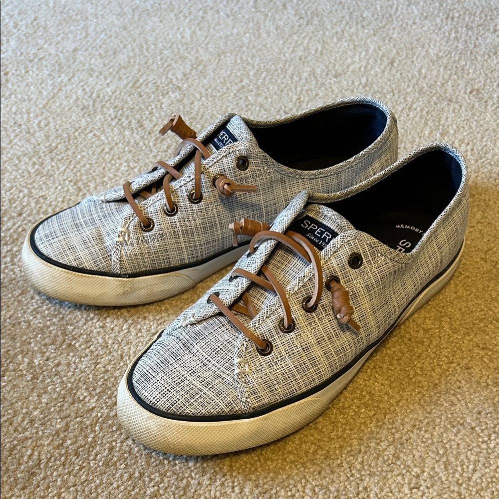 Sperry Pier View Textured Sneakers with Brown Accents